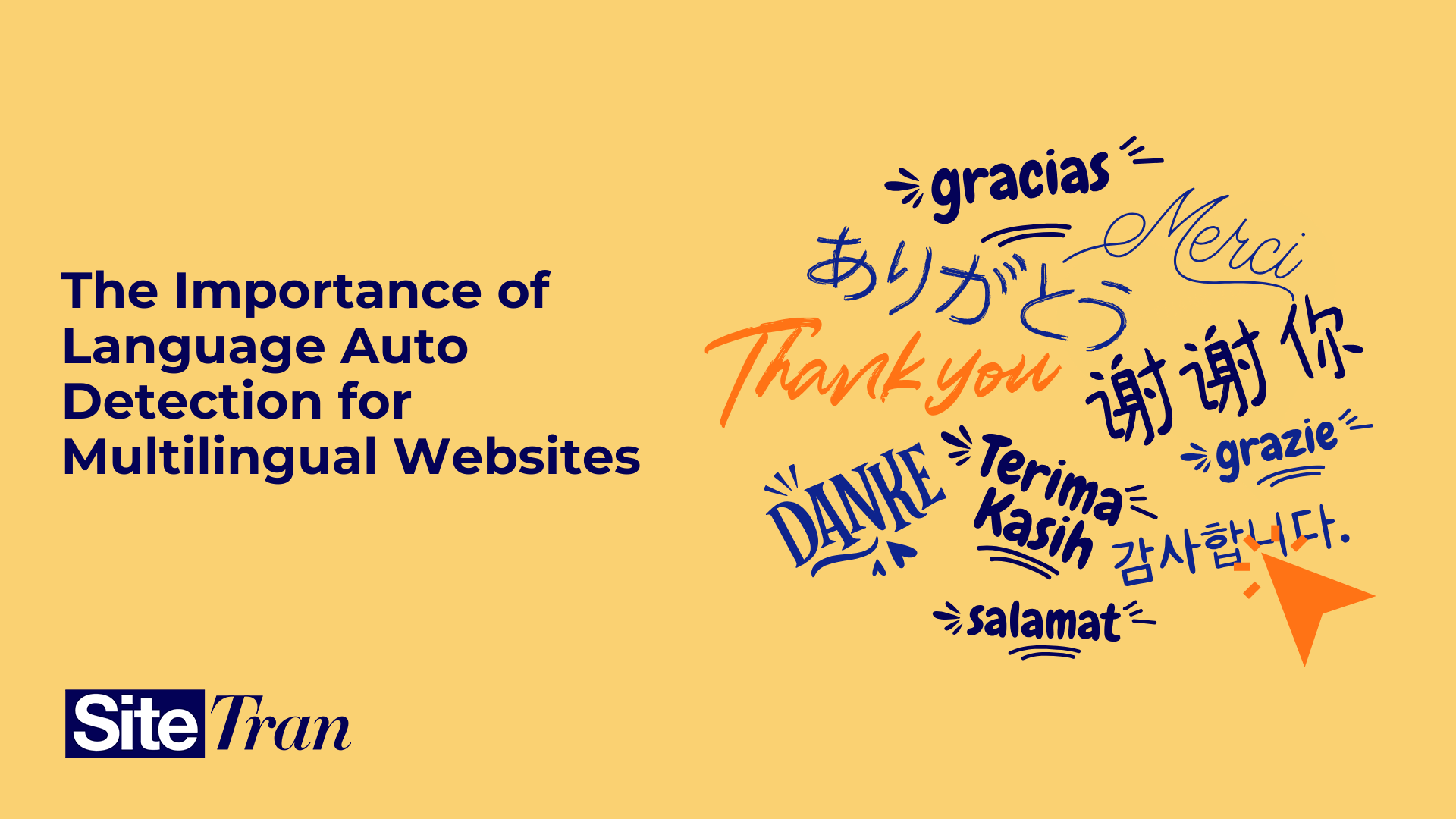 Yellow background with various 'Thank you' translations in multiple languages like German, Japanese, Chinese, French, and more, arranged in a speech bubble shape